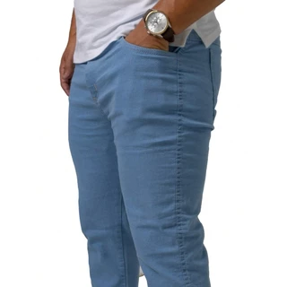 CALÇA Jeans Slim FIT Masculina AZUL CLARO com Lycra elastano - Estica