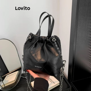 Lovito Mochila com cordão simples para mulheres LFA46197