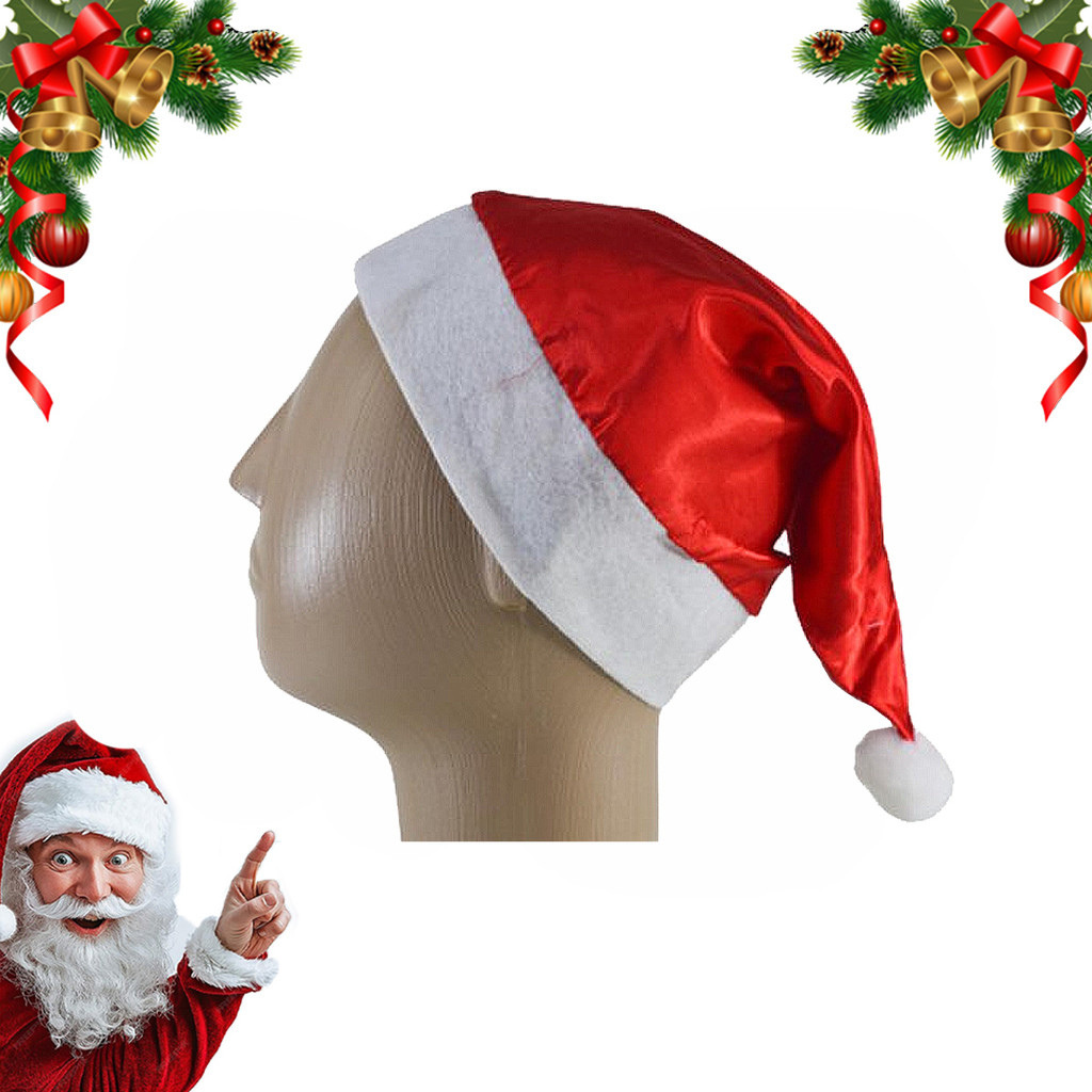 Gorro Papai Noel Cetim Premium Vermelho Fantasia Natal Shopee Brasil