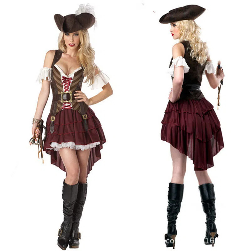 Fantasia De Piratas Do Caribe Capitão Feminino Pirata cosplay | Shopee ...