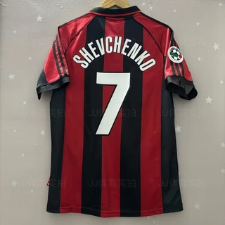 7#Shevchenko 1998-1999 AC Milan Home Camisa de manga curta Camisa de futebol personalizada
