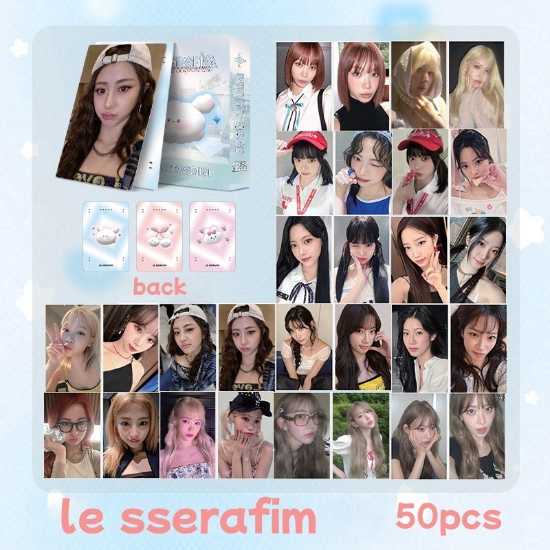 50-119pcs LE SSERAFIM Laser HOLOGRAPHIC LOMO Cards EASY