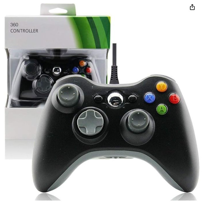 Controle Usb Com Fio Para Xbox 360 Computador Notebook Preto