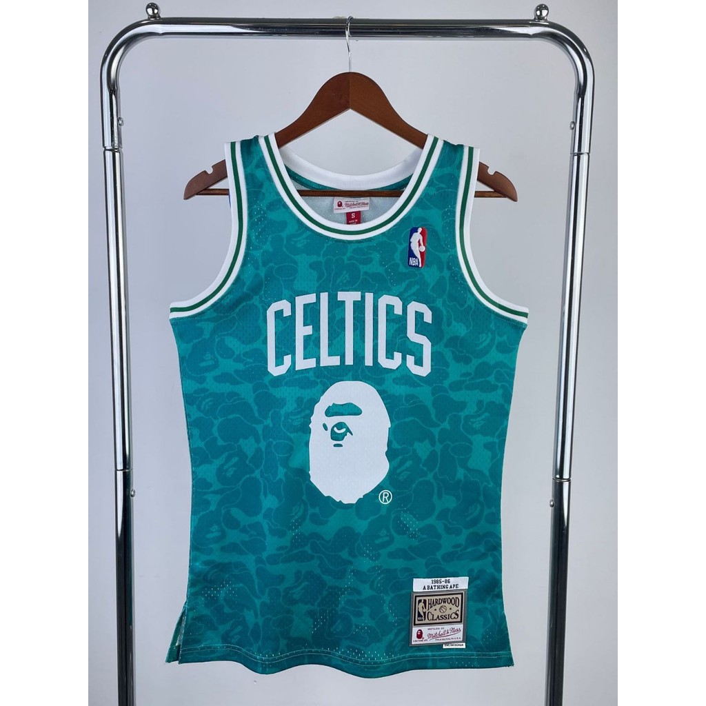 Bape x M & N Joint Jersey: Celtics Ape Head Homens Mulheres Esportes Colete de Manga Curta NBA