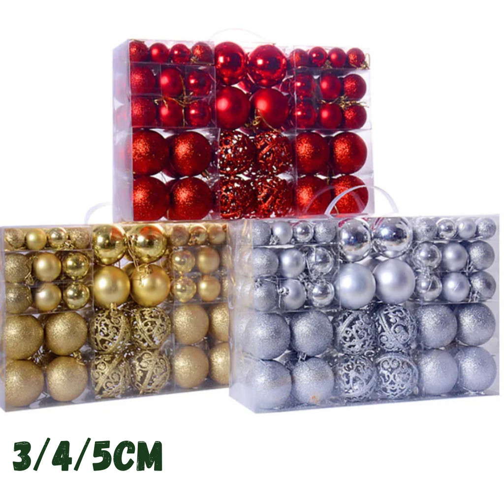 Kit Bolinhas Enfeite Árvore De Natal 3/4/5cm Mista Lisa Fosca Glitter Decoração Natalina