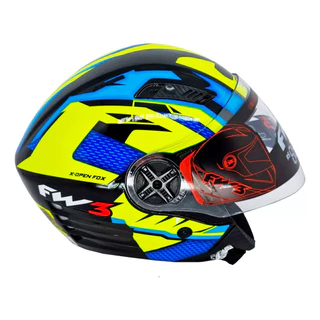 Capacete Moto Aberto FW3 X Open Up Fox 58 com Viseira Cristal Óculos Interno Fume Amarelo/Azul -FW3 em Oferta na Shopee
