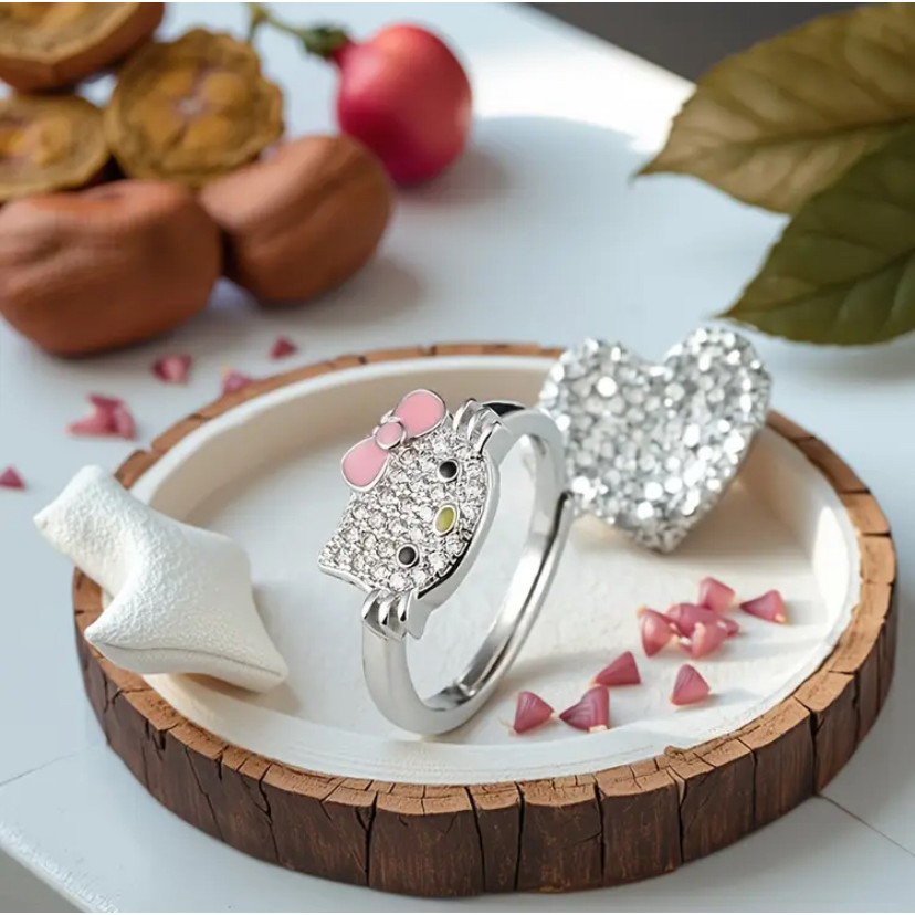 Anel Hello Kitty Design fofo de gatinho ajustável REF: 072 | Shopee Brasil