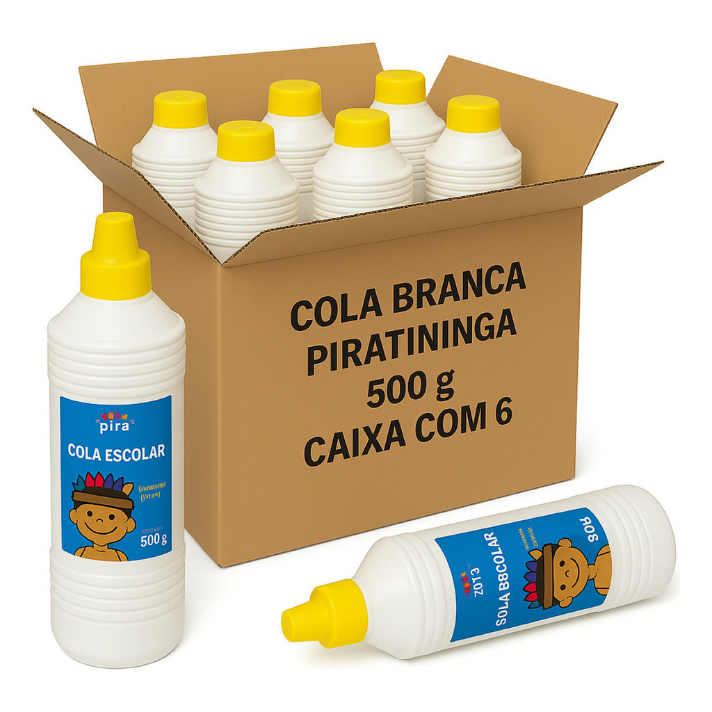 Kit 6 Cola Branca Escolar 500g Ideal Para Slime Artesanato | Shopee Brasil