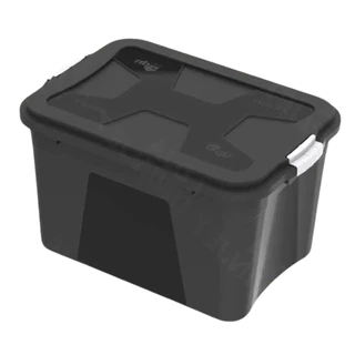 CAIXA ORGANIZADORA GRANDE PRETA COM TAMPA E TRAVAS 30 LITROS em Oferta na Shopee