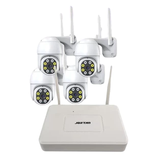 Kit 4 Camera De Segurança + Modem Jortan 8276-4 App Yoosee Wifi Prova D'água IP66 Cor Branco