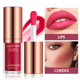 Batom de quatro cores Bochecha Labial Bochecha de Veludo de Dupla Utilização Textura Mate Brilho Labial Gloss Dye Li