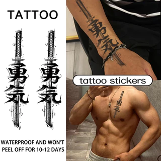 Faca de Samurai Ombro do Braço à prova d'água de longa duração Uma semana a duas semanas Autocolantes Tatuagem Semi-Permanente Autocolantes Tatuagem Temporária Homens Mulheres Tatuagem Falsa