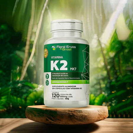 Vitamina K2 500mg MK7 Menaquinona 7 120 Cáps Floral Ervas