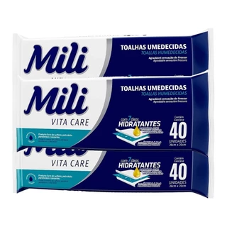 Kit 3 und Toalhinha Umedecida  Mili Adulto c/40 em Oferta na Shopee