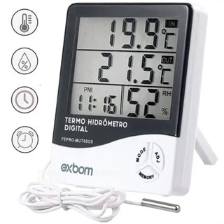 Termo Higrometro Medidor de Temperatura Externo e Interno Sensor Umidade