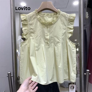 Lovito Blusa lisa casual para mulheres LNM75352