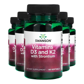 Kit 5x Vitamina D3 e K2 com Estrôncio Swanson 60 Soft Importado /Made in Usa