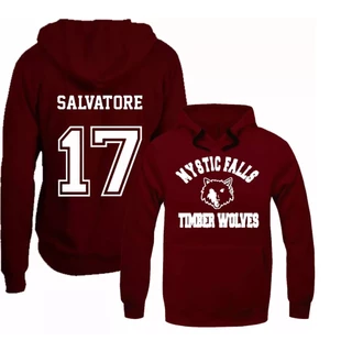 Blusa de Frio Moletom Casaco Canguru Serie The Vampire Diaries Salvatore 17 Vampiros