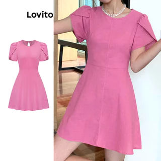 Lovito Vestido básico liso elegante para mulheres L100MD089