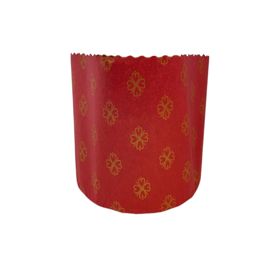 Forma Panetone 100g - Vermelho Decorada com Trevos - 10 unid