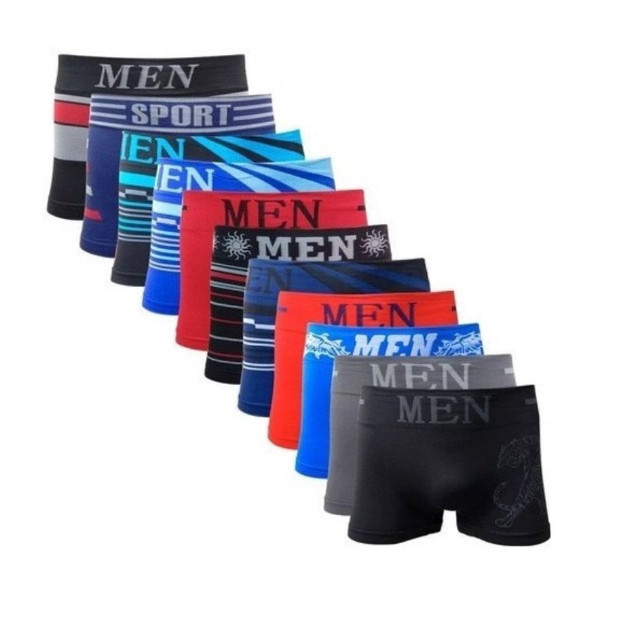 Kit 12 Cueca Box Boxer Adulto Microfibra Premium Sem Costura Masculino 90% Elastano P/M e G/GG
