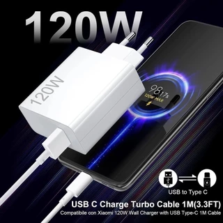 Carregador Turbo 120w Fonte Usb Carregador + cabo Ultra Rápido 120w Usb C Turbo