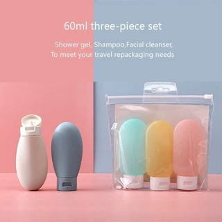 Kit de Viagem Portátil Com 3 Peças (60 ML) - Garrafas Vazias Para Shampoo/ Gel de Banho e Loção - Entrega Pronto - WYL em Oferta na Shopee