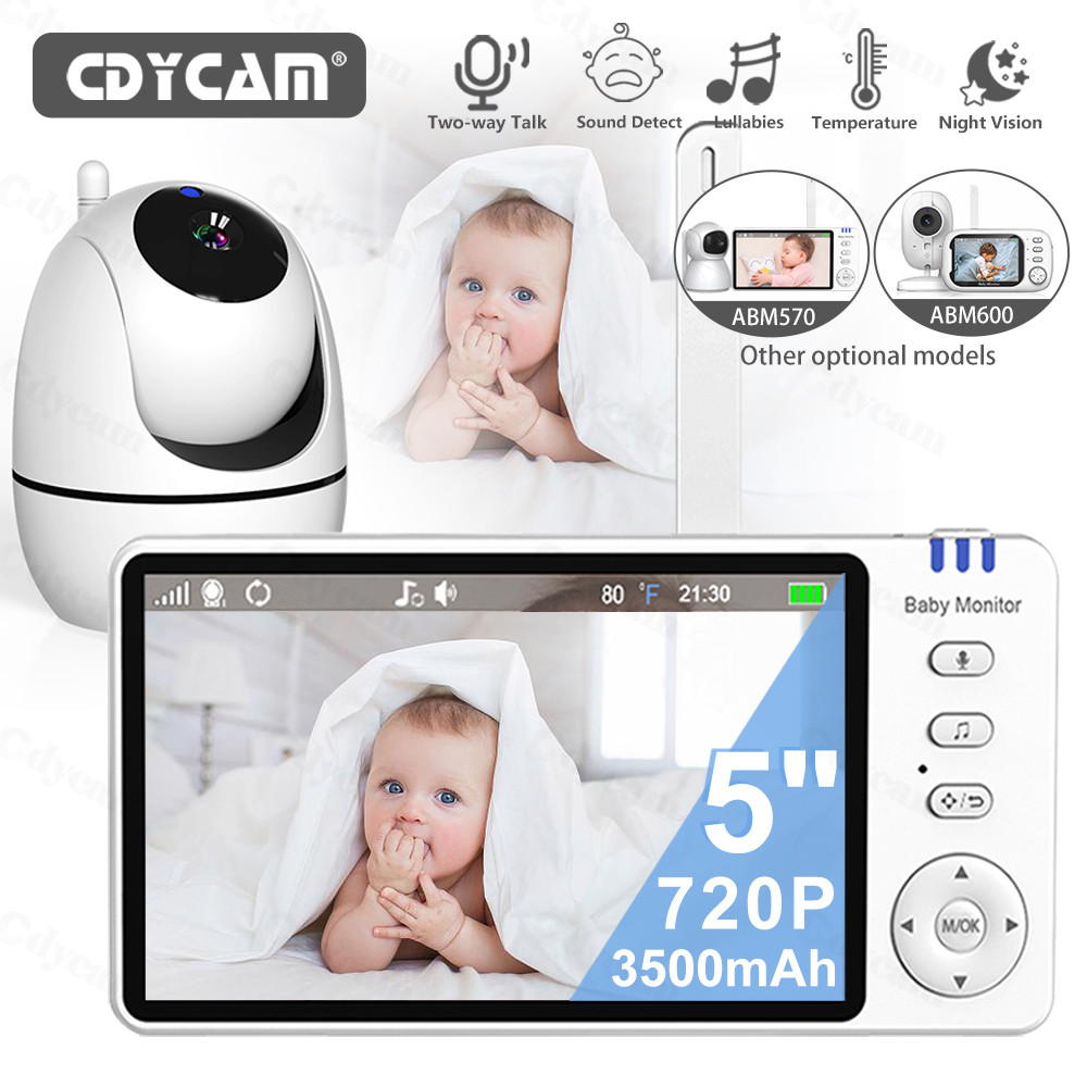 Monitor De Vídeo Para Bebês De 5 Polegadas Com Câmera De Vigilância Zoom Áudio Bidirecional Sem Aplicativo Visão Noturna