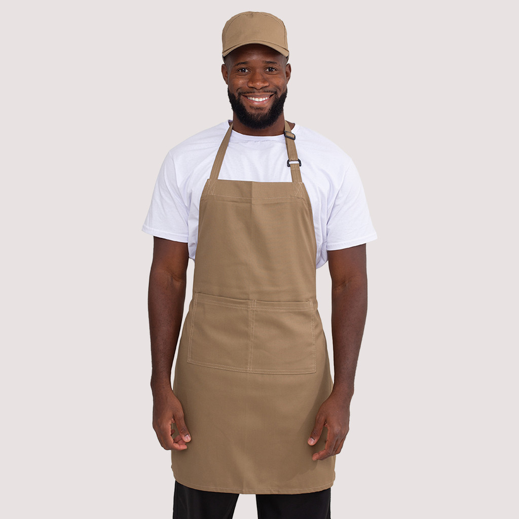 Avental Bege Brim Cozinha Chef Barman Manicure Atendente Caf