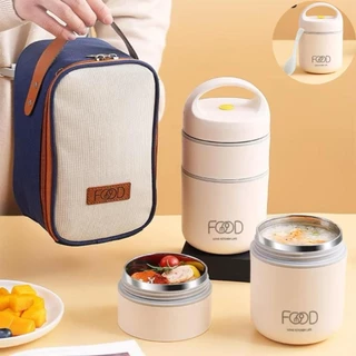 Lancheira 304 À Prova De Vazamentos com Bolsa Térmica de Uma / Dois Andares em Aço Inox Para Adultos E Crianças marmita