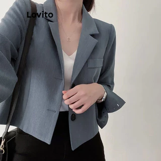 Lovito Blazer Casual Com Botão Liso E Bolso Para Mulheres LNE36029 (Cáqui/Cinza/Branco Off/Preto) em Promoção na Shopee Lovito Blazer Casual Com Botão Liso E Bolso Para Mulheres LNE36029 (Cáqui/Cinza/Branco Off/Preto)