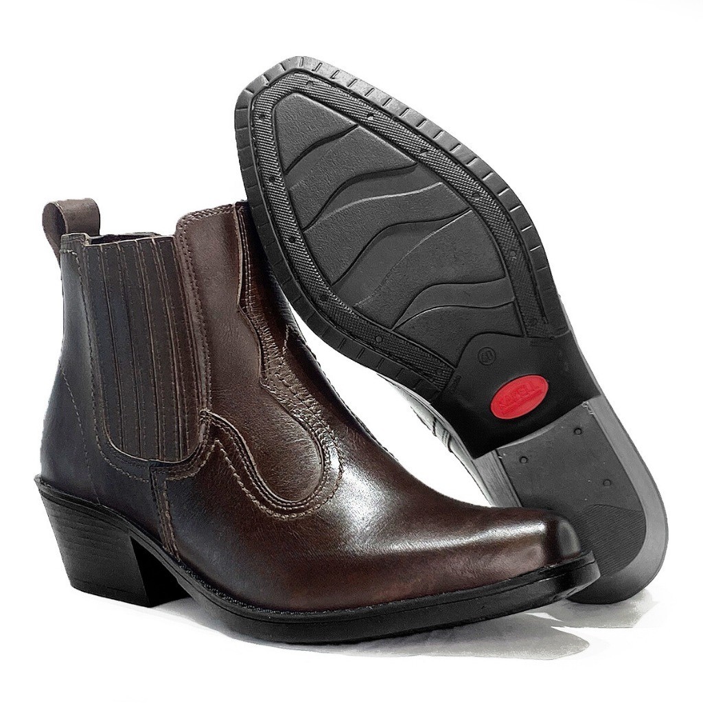 Bota Masculina Country Botina em Couro Rodeio Estilo Cowboy | Shopee Brasil