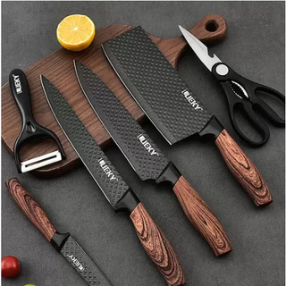Conjunto de Facas Inox Antiaderente 6 Peças Com Cabo Reforçado para Cozinha E Churrasco rj