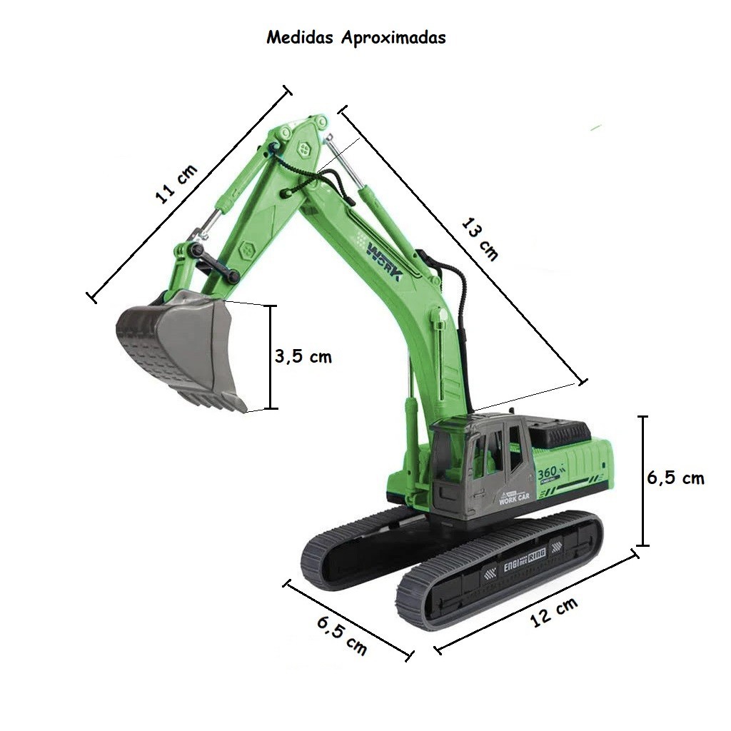 Brinquedo Mini Escavadeira Verde Gira 360° 986 - Shiny Toys Brinquedo Mini Escavadeira Verde Gira 360° 986 - Shiny Toys