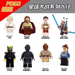 Star Wars Minifigures Luke Qui-Gon Jinn Slave Leia Ahsoka Mestre Windu Padme Blocos De Construção De Brinquedos