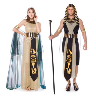 Fantasia Rei Egípcio Adulto Rainha Faraó Cleópatra Cosplay Para Homens Casais Mulheres Vestido De Halloween Purim