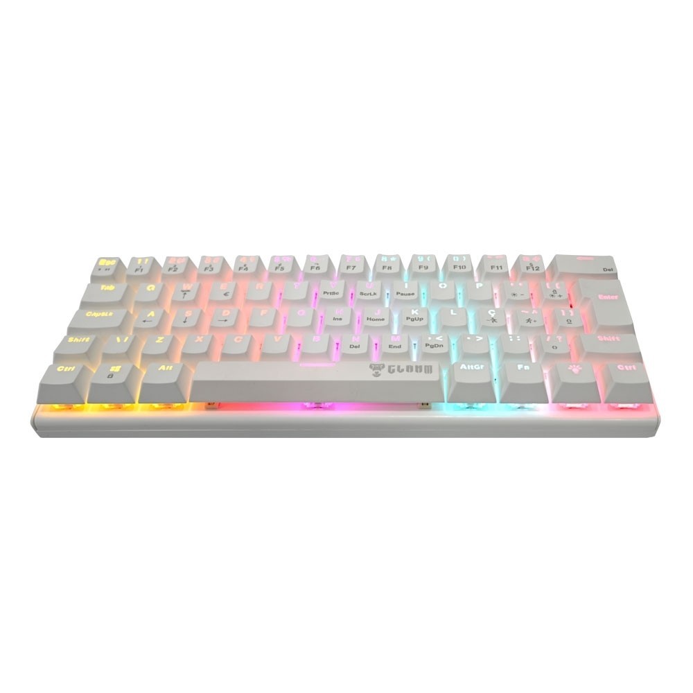 TECLADO GAMER MECANICO CLANM 60% SNOW WALKER BRANCO SWITCHES RED CABO NYLON TRANCADO REMOVIVEL