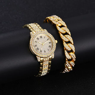 Relógio Diamante Completo Rhinestone Mulher Moda