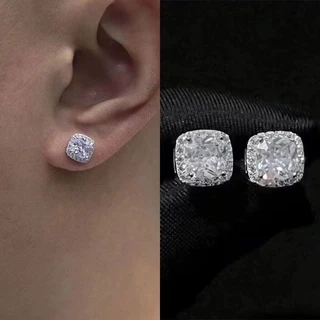 Brincos de agulha de prata estilo americano Brincos masculinos de diamante amarelo Zircon Rock Candy Men Europeu