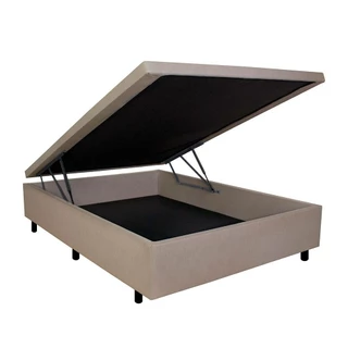 Cama Box Baú Casal 138x188 Courino Linho Bege em Oferta na Shopee