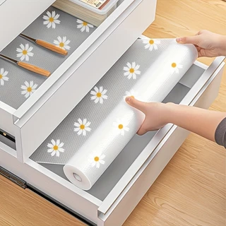 Impermeável antiderrapante plástico prateleira Liner Roll, 1 rolo, armário multiúso gaveta Mat forro para cozinha, geladeira, mesa-Daisy Design