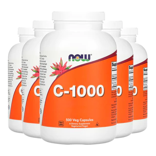 Kit 5x Vitamina C-1000+Bioflavonoids Now Foods 500Cap Importado /Made in Usa