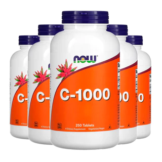 Kit 5x Vitamina C 1000mg+R. Mosqueta Now Foods 250tab Importado /Made in Usa