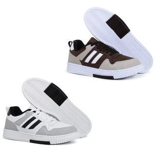 Tenis Masculino Casual Estilo Skatista Lançamento Em Corino Confortável Macio