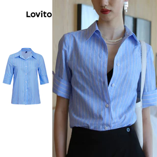 Lovito Blusa listrada elegante para mulheres L100MD354