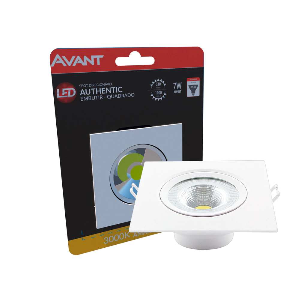 Spot Led Authentic Emb. Quadrado 7w 3000k 11.8cm BF Avant