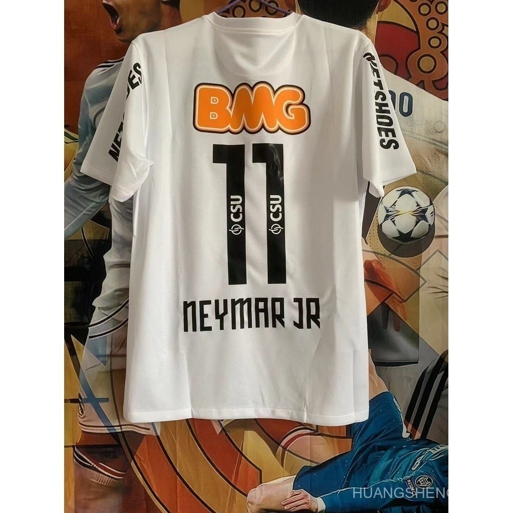 111-12 Santos NEYMAR JR personalizado de alta qualidade retro futebol t-shirt para casa. ZDBE