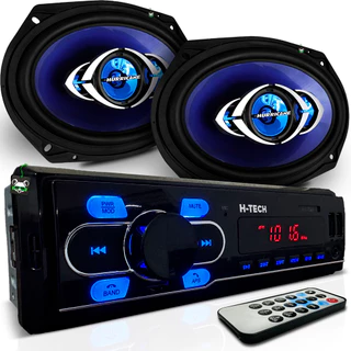 Kit Som Automotivo Rádio Mp3 + Par Alto Falante Quadriaxial 6x9 Polegadas 180w