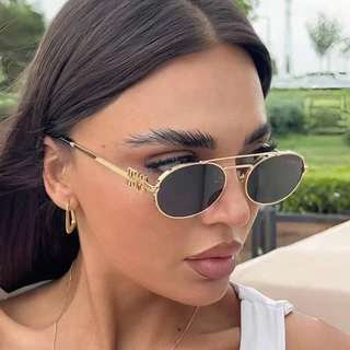 Moda exclusivo Designer Anti-ultravioleta óculos de sol Retro senhoras ouro cinza Metal condução festa luxo na moda óculos de sol Popular viagem protetor solar