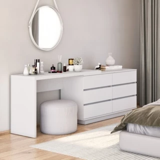 Mesa para Escritório Diretor em L 6 Gavetas 100% MDF Oring Yescasa Branco